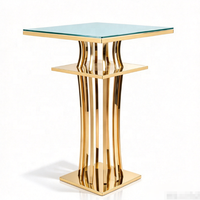 Table de bar haute moderne en acier inoxydable doré, ronde, pour événements de mariage