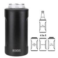 Refroidisseur de bouteille Porte-boisson en acier inoxydable isolé pour refroidisseur de canette de bière de 12oz 4 en 1 Refroidisseur de canette isolé Gardien de canettes maigres