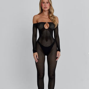 คอลเลคชั่นใหม่รับฤดูใบไม้ผลิ บอดี้สูทตาข่ายเซ็กซี่แบบเปิดไหล่ ดีไซน์เว้าแหวก ชุดชั้นในสำหรับงานปาร์ตี้และออกงานกลางคืน - Product Image 5