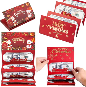 Sobre Rojo Plegable con Diseño de Santa Claus, Estampado en Caliente, Premium 2026, Personalizable, para Billetes de Dólar Estadounidense - Product Image 1