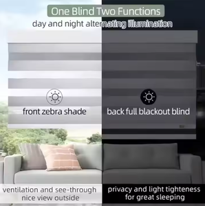 Stores à enrouleur double couche personnalisés stores électriques de bureau en tissu zèbre pour écran solaire <span class=keywords><strong>occultant</strong></span> jour et nuit - Product Image 5
