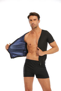 Chaleco de Sauna con cremallera <span class=keywords><strong>para</strong></span> hombre, <span class=keywords><strong>traje</strong></span> de entrenamiento con efecto Sauna, ropa interior adelgazante, camisetas sin mangas de compresión, <span class=keywords><strong>camisa</strong></span> de entrenamiento caliente con cremallera - Product Image 4
