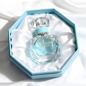Premium Facettierte Glas-Parfümflasche mit Kristallverschluss & Maßgefertigtem Blauen Geschenkbox-Set - Product Image 2