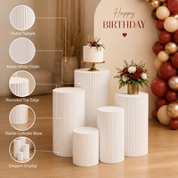 Juego de 5 Pedestales Cilíndricos Blancos Acanalados para Exhibición de Pasteles de Boda, Soporte para Postres, Soporte para Flores, Decoración para Fiestas y Eventos