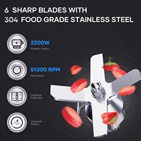 Blender multifonction électrique 3000W, mixeur, centrifugeuse, récipient sans BPA de 2L, contrôle de vitesse variable à 9 vitesses, acier inoxydable, usage domestique