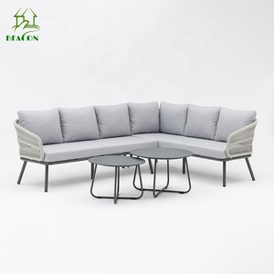 Ensemble <span class=keywords><strong>de</strong></span> canapés en forme <span class=keywords><strong>de</strong></span> L imperméables pour le <span class=keywords><strong>jardin</strong></span> et le <span class=keywords><strong>salon</strong></span>, avec cadre en aluminium et design <span class=keywords><strong>de</strong></span> loisirs - Product Image 1