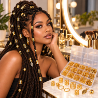 Ensemble de perles, anneaux et clips en métal pour dreadlocks, accessoires pour tresses, torsades, fausses locks, décoration DIY