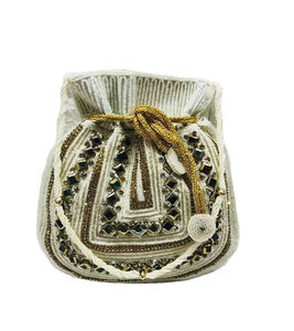 Indian Designer Fashion Satchel Handmade Beadwork with Swarovski Rhinestones Dazzling <b>Potli</b> <b>Bag</b> for Bridal Parties - Product Image 1