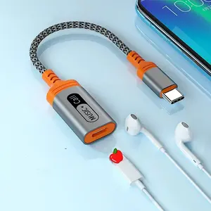 Kabel adaptor earphone, untuk iPhone15 adaptor audio Tipe C ke 8pin, kabel adaptor jack headphone iPad