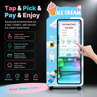 Distributeur automatique intelligent de crème glacée molle avec écran tactile, machine à crème glacée commerciale en libre-service pour les centres commerciaux