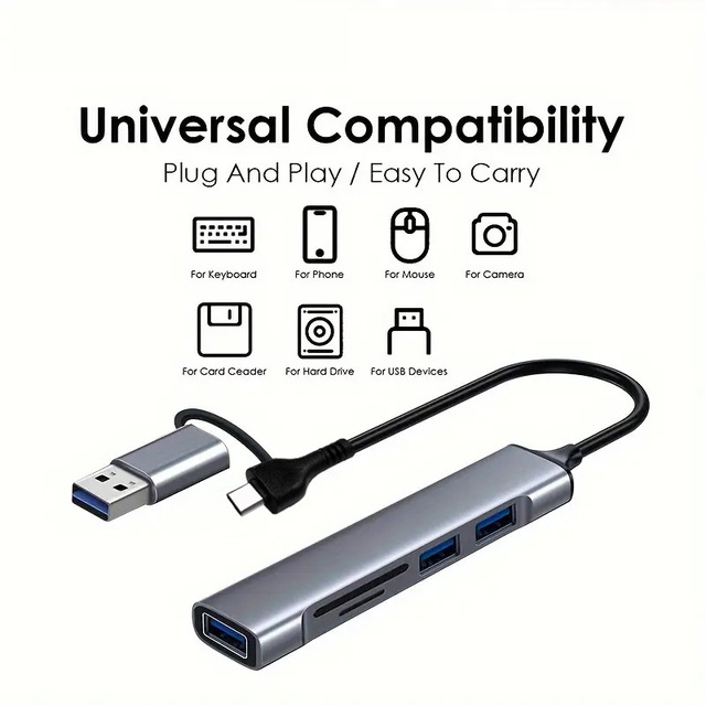 Laptop Expansion Dock Type-C Extender USB3.0 Five-in-One Hub with Card Reader
