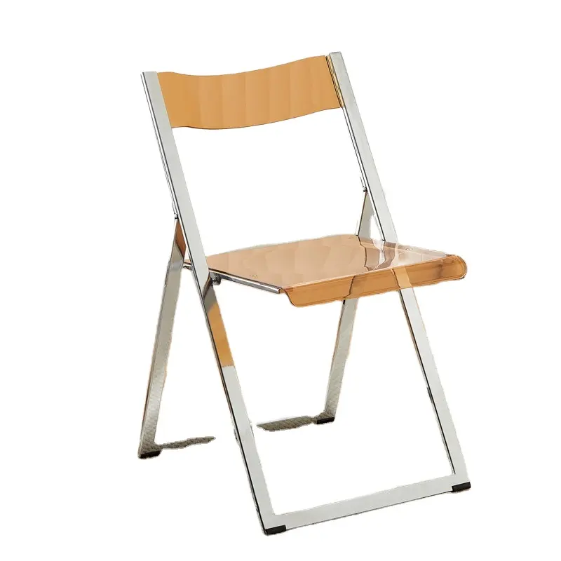 Toptan şeffaf yemek sandalyesi paslanmaz çelik çerçeve arkalığı soyunma dışkı Modern oturma odası sandalyeleri