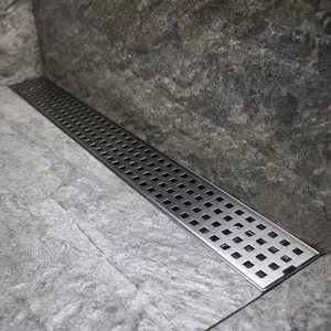 Banheiro SUS304 chuveiro retângulo piso dreno tampa anti odor banheiro de aço inoxidável longo piso dreno