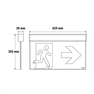 Luminaria per Segnaletica di Uscita di Emergenza 60 M con Simbolo Uomo che Corre e Freccia per Uso Interno - Product Image 2