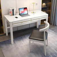 Bureau de travail double en bois massif de style chinois avec tiroir, design simple et moderne pour bureau à domicile ou usage commercial