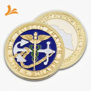 Monedas de metal de EE. UU. con logotipo 2D 3D personalizado, recuerdo de moneda de desafío de esmalte suave para el servicio de salud