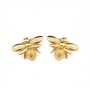Pendientes de Abeja Chapados en Oro Hiva Geleo Vam, Aleación de Zinc, Joyería de Moda Unisex, Regalo - Product Image 1