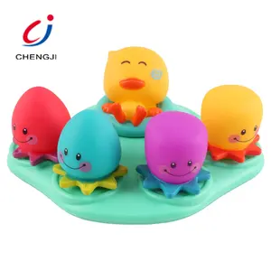 Baby bath tub spray water vivid suction cup plastic floating animal shower toys