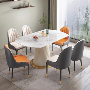 Juego de <span class=keywords><strong>mesa</strong></span> de comedor y silla <span class=keywords><strong>redonda</strong></span> plegable minimalista moderno <span class=keywords><strong>para</strong></span> cocinas pequeñas estilo de losa de roca - Product Image 3