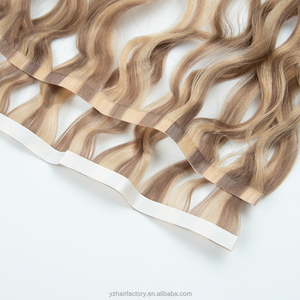 Curly European Full Pu Skin Weft Russian Human Hair <b>Tape</b> Hair Extension Inject Invisible Skin Weft <b>Tape</b> in Human Hair Extensions - Product Image 6