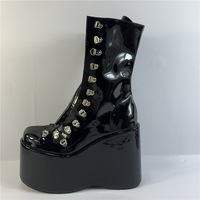 Chaussures à talons hauts pour femmes, décontractées, plates, imperméables, à plateforme, couleur unie, bout rond, tendance