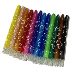 2024 Bürobedarfer Kinder Farbaktivität 12 sortierte Neon-Twist-Up-Einhorn-Twisted-Gel-Reparatur 3D-Wachs-Crayon