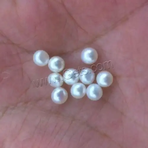 Di modo del commercio all'ingrosso Nessun Foro Coltivate D'acqua Dolce della perla a metà intorno per monili che fanno parte posteriore piana bianco 4 millimetri 910015