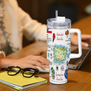 Taza de Viaje Personalizada con Impresión 3D de Puerto Rico, de Acero Inoxidable de Doble Pared y Aislamiento al Vacío, para Café, 40 oz - Product Image 4