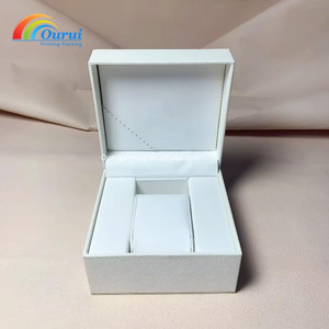 PU Leather <b>Watch</b> Box for Men White <b>Case</b> with Customizable Embossing Service, Ideal for Promotional Gifts and <b>Watch</b> Collections - Product Image 1
