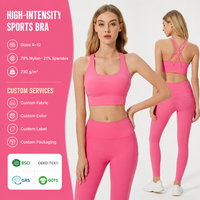 Soutien-gorge de sport haute intensité avec coussinets amovibles pour la course et le fitness féminin, vêtements de sport, 79 % nylon 21 % élasthanne, personnalisable OEM, tenue de yoga