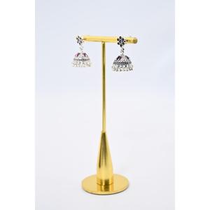 Boucles d'oreilles Jhumki vintage oxydées avec cristaux et strass sertis clos, bijoux ethniques de mariage pour femmes - Product Image 5