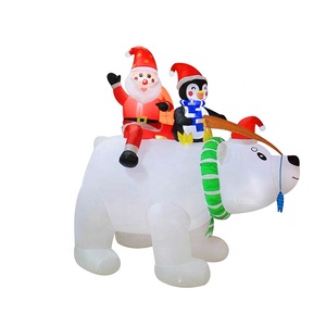 Large Outdoor <strong>Christmas</strong> Inflatable Decor, Santa on Polar Bear with Penguins, Big LED Lighted Holiday Yard Decoration - Product Image 1