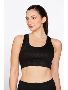 Sujetador deportivo Munns & Mars para mujer, negro, liso, de poliéster elástico, con almohadillas extraíbles, sin aros, venta al por mayor - Product Image 2