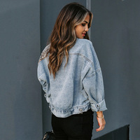 Veste denim d'automne personnalisée, manteaux d'hiver pour femmes, blousons bombardiers vintage en jean varisty léopard en patchwork pour femmes