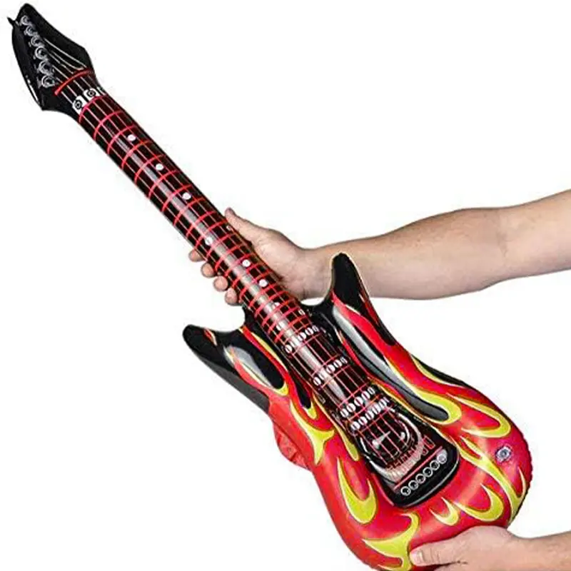 80er 90er Jahre Musical Party bevorzugt aufblasbare Gitarren Air Inflation Musik instrumente Blow Up Flame Guitar Toys