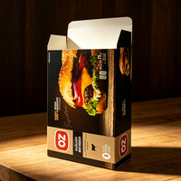Caja de cartón plegable de calidad alimentaria con impresión personalizada para hamburguesas y comida rápida congelada
