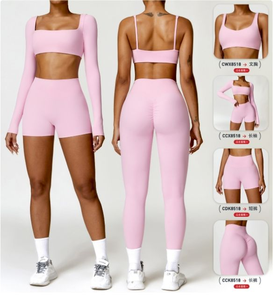 Set di 4 Pezzi all'Ingrosso, Abbigliamento Sportivo da <span class=keywords><strong>Donna</strong></span> Aderente, Completo Yoga Spazzolato ad Asciugatura Rapida, <span class=keywords><strong>Tuta</strong></span> Invernale per Fitness e Corsa all'Aperto - Product Image 4