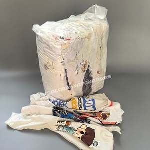 Chiffons de nettoyage industriels en coton blanc imprimé, lavables, absorbants et réutilisables pour atelier - Product Image 1