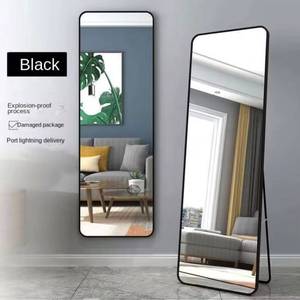 Trending Products 2025 Internet Celebrity Full-Length Aluminum Floor <b>Mirror</b> Rounded <b>Corner</b> Home Dressing Hidden <b>Bracket</b> Wall - Product Image 4
