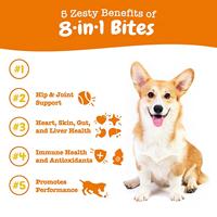 Oem 8 en 1 Bites Multivitamines pour chiens et chats, comprimés à mâcher souples, 120 unités, riches en protéines, soutien immunitaire, santé de la peau, des hanches et des articulations, vitamines E et D