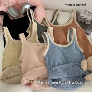 เสื้อกล้ามคอสี่เหลี่ยมทรงสลิมสำหรับผู้หญิง ผ้าคอร์ดูรอยสีตัดต่อ สไตล์วินเทจ อุ่นสบายสำหรับฤดูใบไม้ร่วงและฤดูหนาว ไม่ต้องใส่บรา - Product Image 2