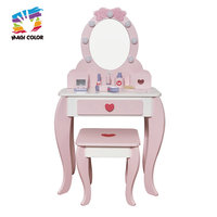Ensemble de coiffeuse pour enfants en bois éclairé par LED - Magicolor, jeu de simulation de maquillage, miroir, accessoires cosmétiques pour les enfants