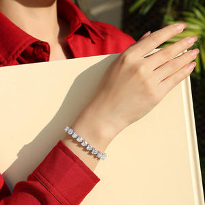 Romántico Vvs corazón moissanita pulsera mujer boda joyería 925 plata esterlina moissanita tenis pulsera corazón - Product Image 3