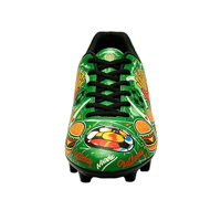 Chaussures de football personnalisées en gros pour hommes, imprimées de dessins animés (burger, frites), crampons pour terrain ferme, respirantes, pour entraînement extérieur en hiver