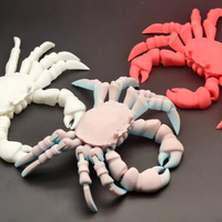 Modèle de crabe océanique articulé imprimé en 3D, impression PLA, personnalisable et disponible en gros, jouet articulé imprimé en 3D