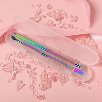 Pousse-cuticules sur mesure, 2 pièces, multicolores, pour nettoyer, façonner et éliminer les peaux mortes, outils à ongles en acier inoxydable