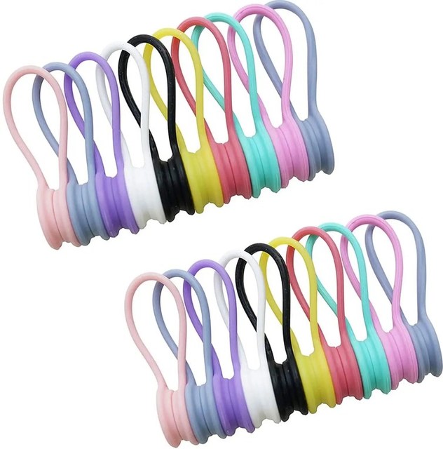 Cheap Price Durable Office Home Cable Organizer 8PCS Silicone 7.2" Magnetic Cable Ties and Clips for USB Cable