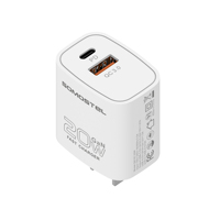 Chargeur mural rapide SOMOSTEL SMS-Q610C 20W GaN PD + QC3.0, double port A+C avec câble de 1m