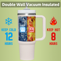 Vaso Térmico de Gran Capacidad de 40 oz, Diseño de Tapa Abatible a Prueba de Fugas, Se Adapta al Portavasos del Automóvil para Viajes y Conducción