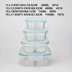 Contenitori in Vetro Rettangolari e Rotondi <span class=keywords><strong>per</strong></span> Alimenti con Scomparti, 330ml 540ml 863ml - Product Image 3